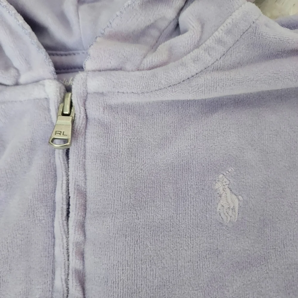 Ralph Lauren Lavender Peplum Velour Hooded Jacket Coquette Girl Quiet Luxury